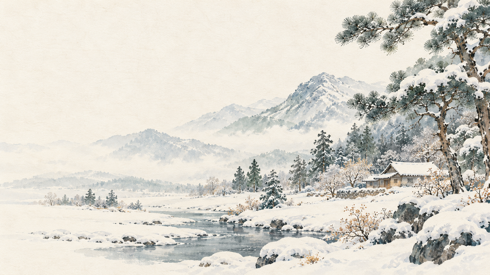 大雪意境插画