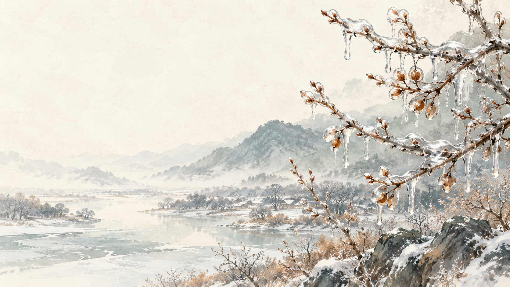大寒意境插画